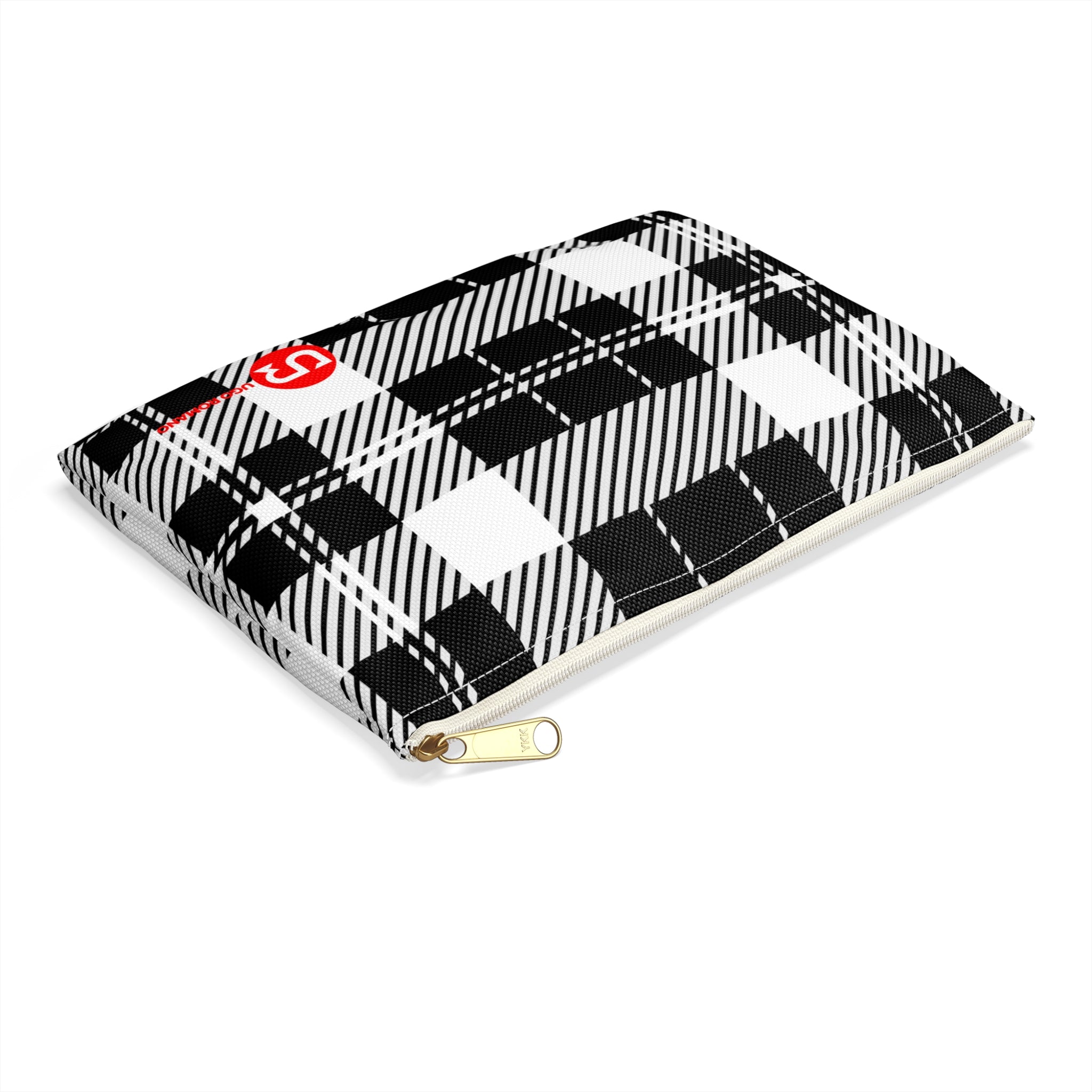 BLACK, WHITE SCOTTISH TARTAN ACCESSORY & MAKE-UP POUCH - UGO ROMANO URPW048 - Ugo Romano