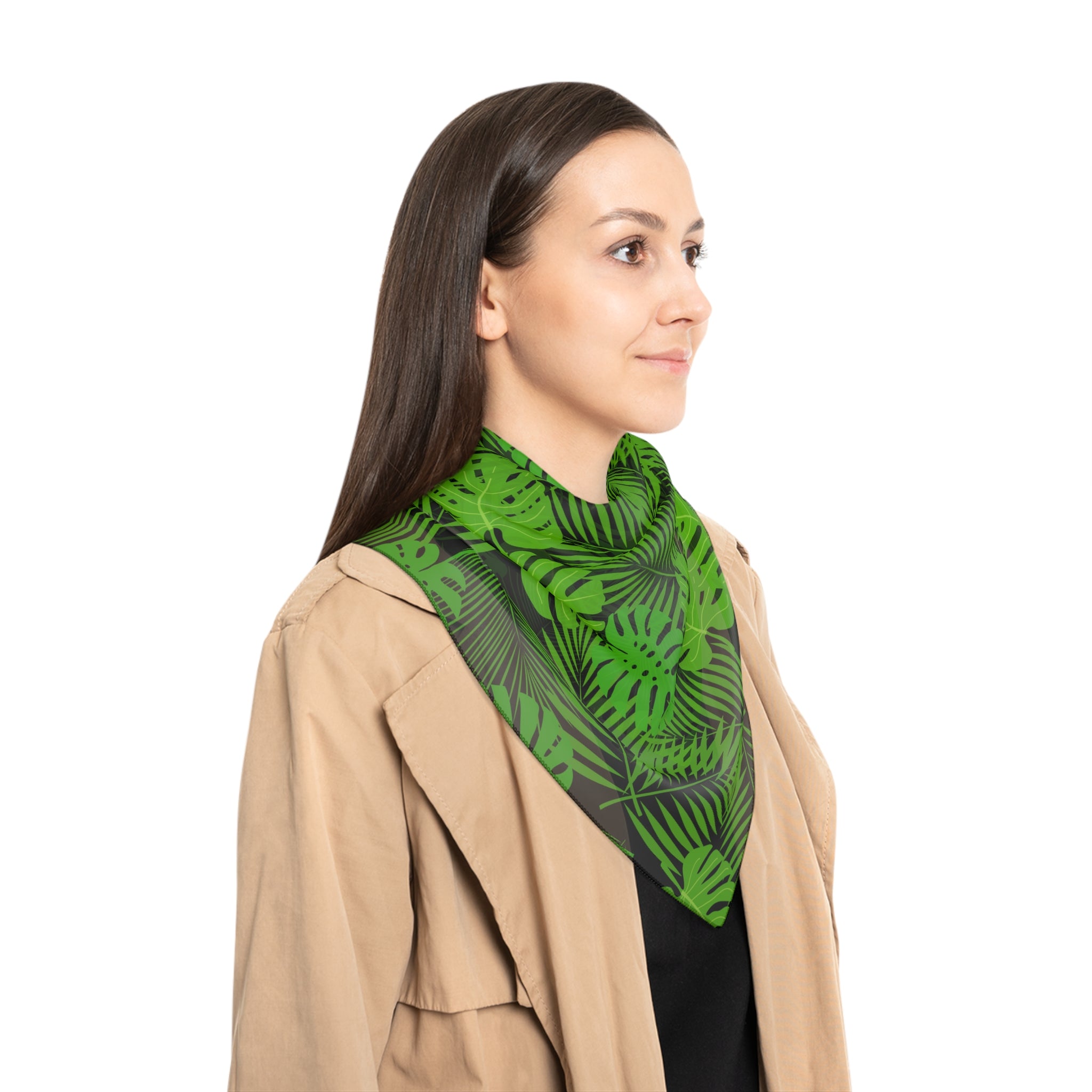 TROPICAL GREEN LEAVES POLY SCARF - UGO ROMANO URPYS006