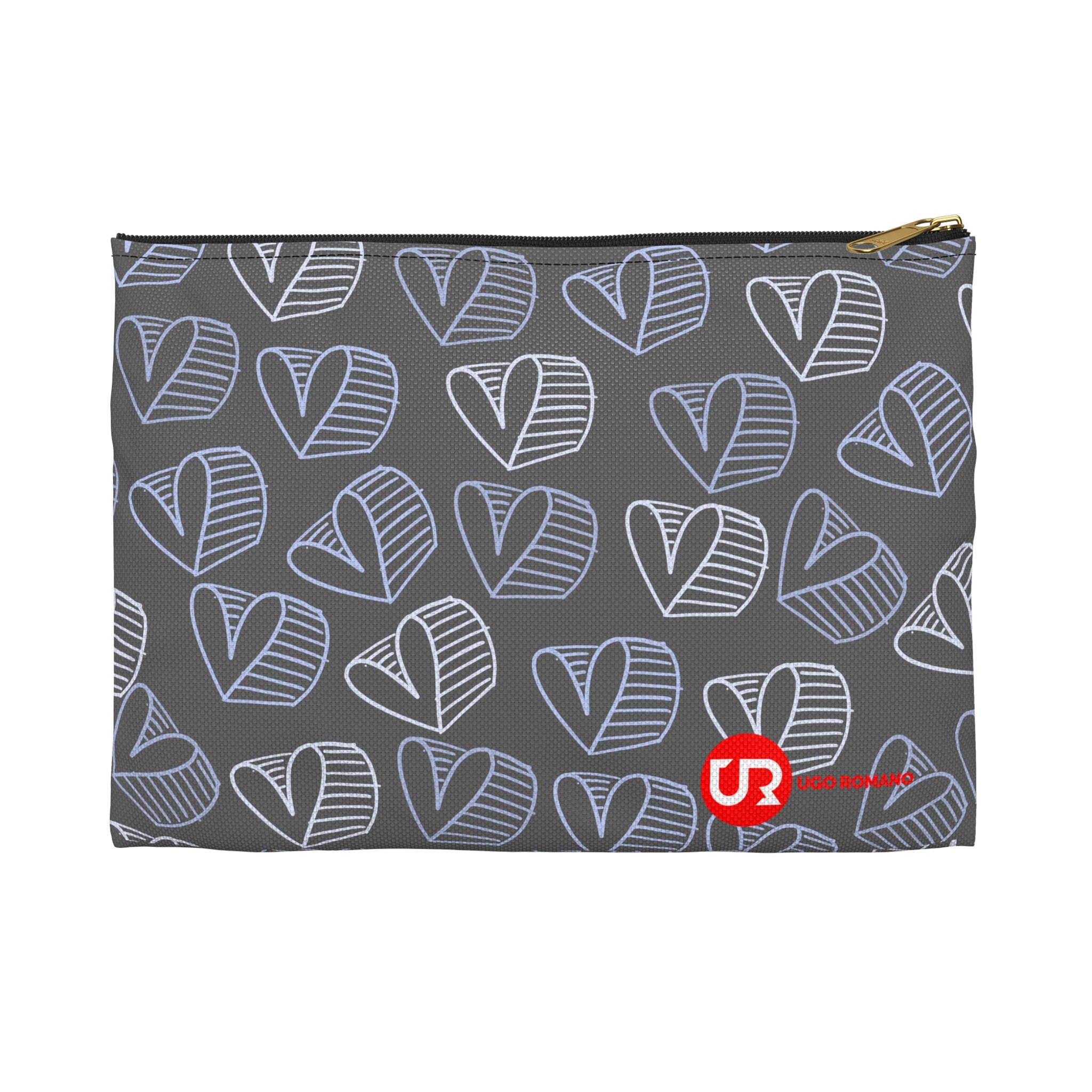 GREY HEARTS PATTERN ACCESSORY & MAKE-UP POUCH - UGO ROMANO URPW023