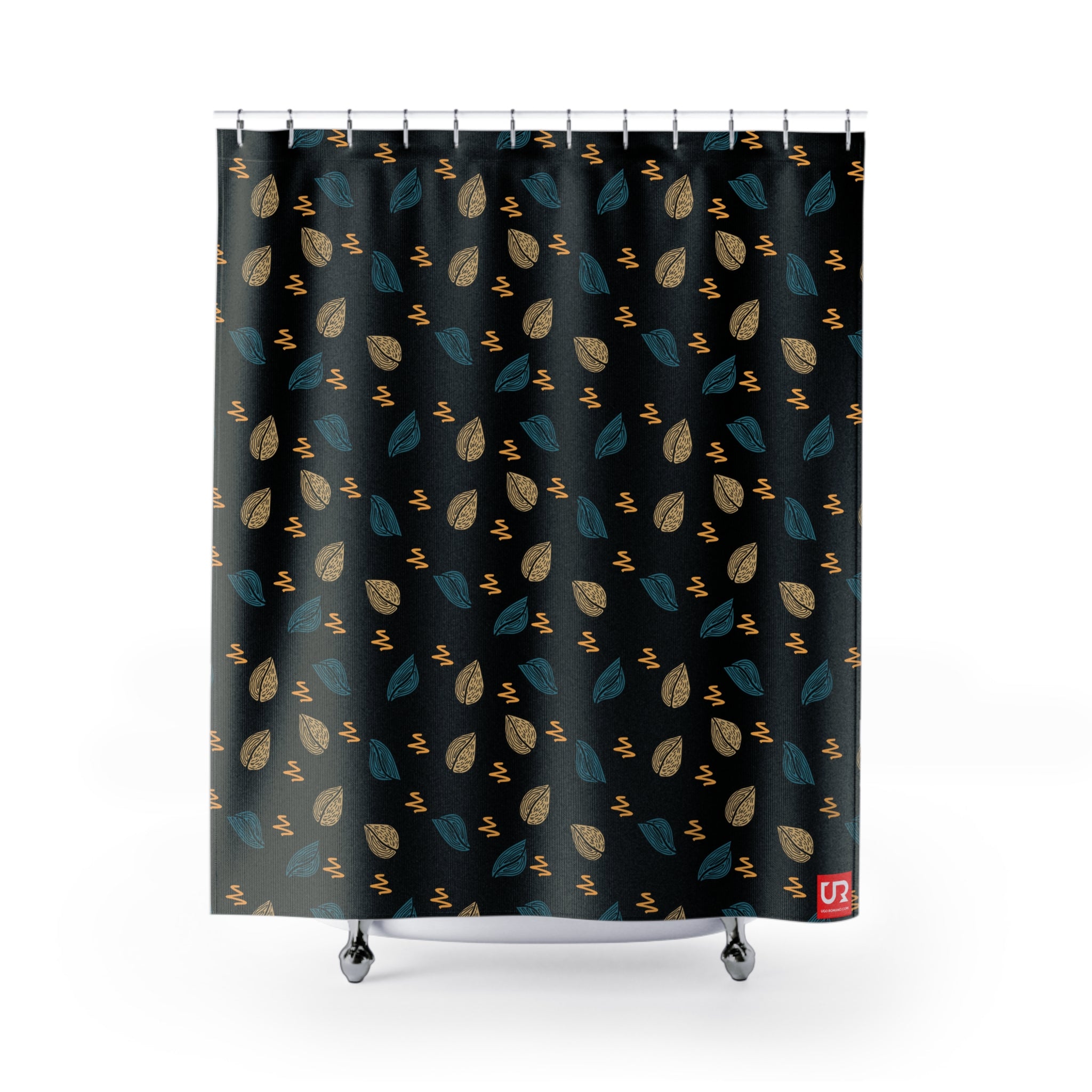 LEAF PATTERN POLYESTER SHOWER CURTAIN - UGO ROMANO URSC014