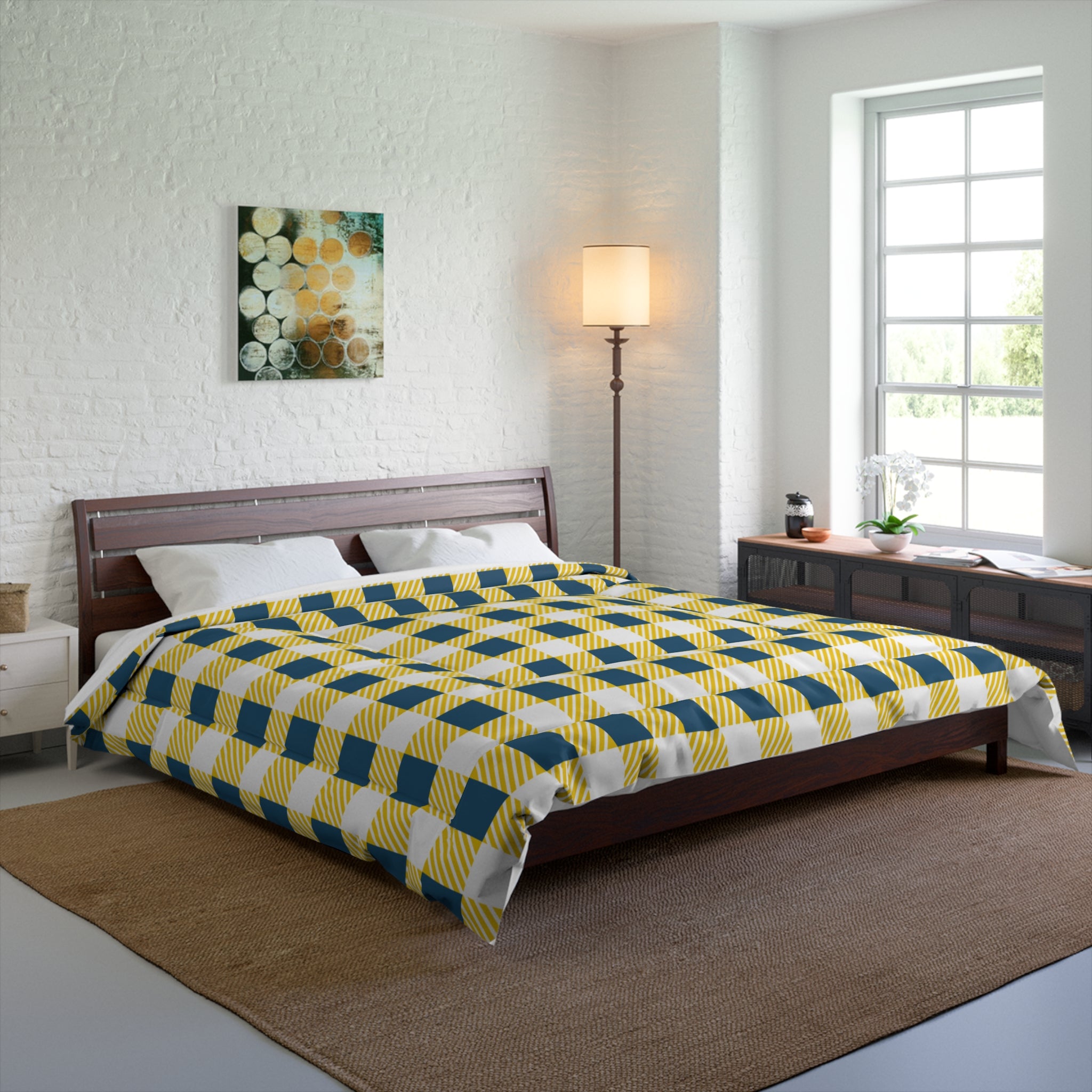 BLUE YELLOW TARTAN COMFORTER - UGO ROMANO URCO001 - Ugo Romano