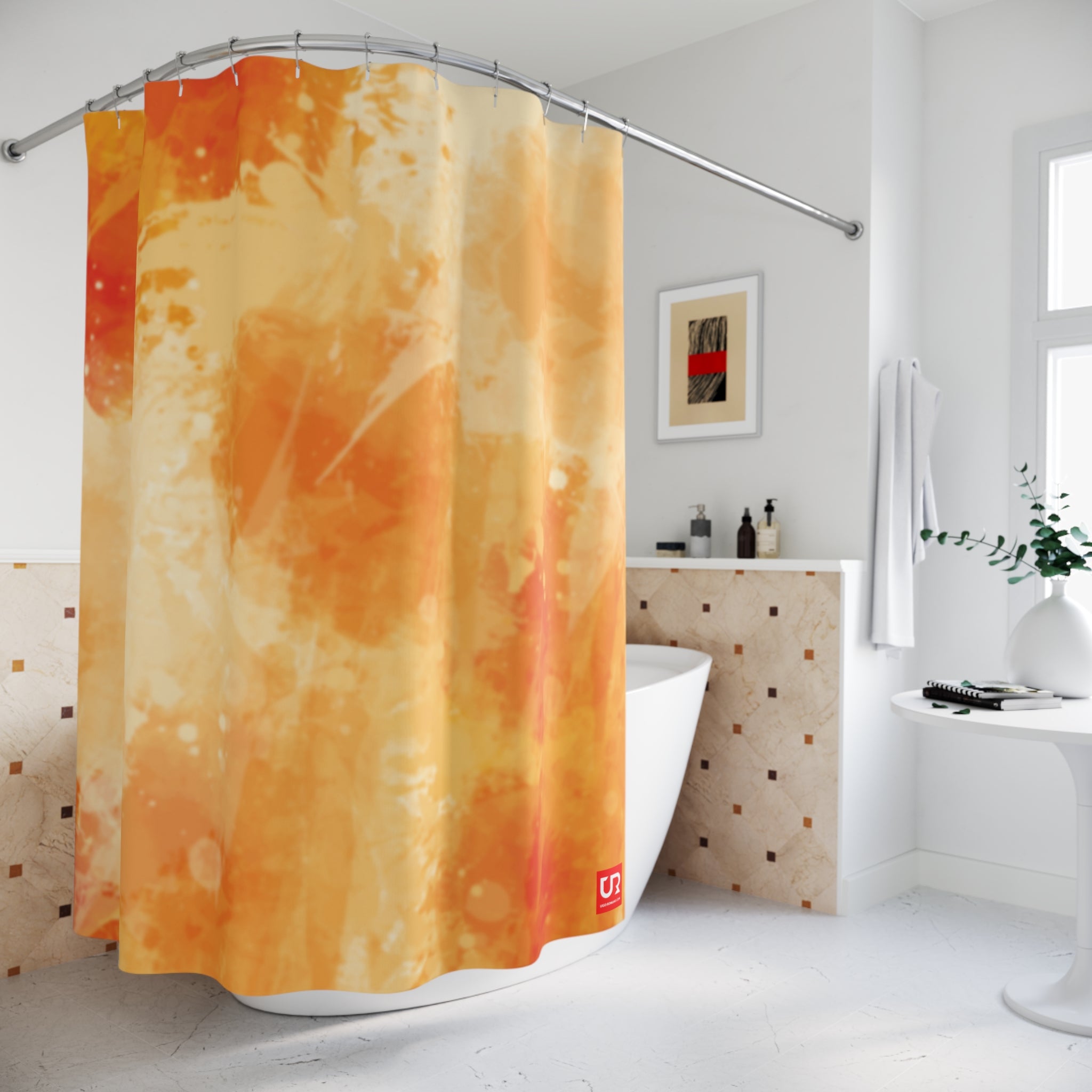 ORANGE BRUSH STROKE POLYESTER SHOWER CURTAIN - UGO ROMANO URSC002