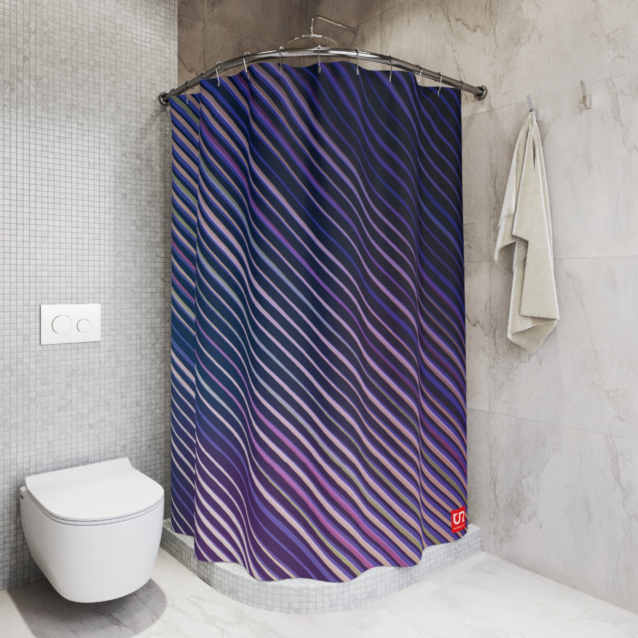 RAYS OF PURPLE POLYESTER SHOWER CURTAIN - UGO ROMANO URSC022