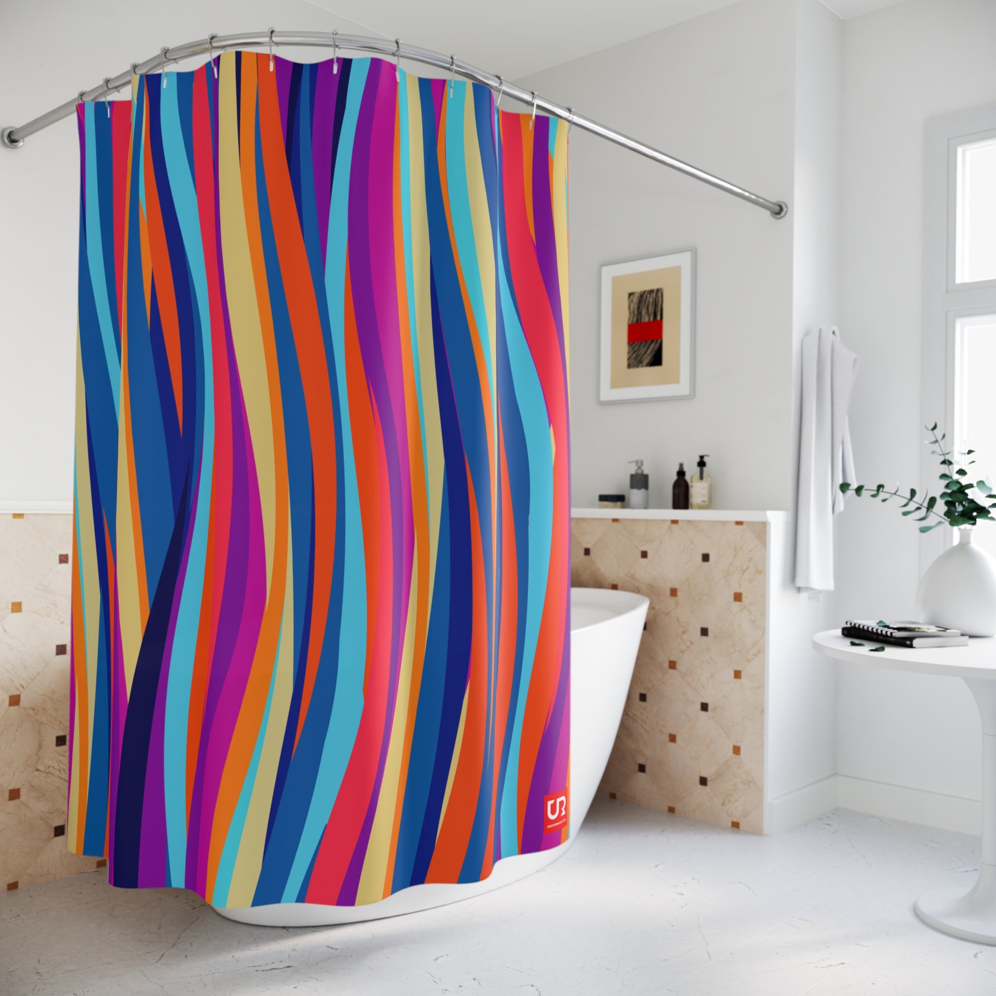 JOY OF THE COLORS POLYESTER SHOWER CURTAIN - UGO ROMANO URSC023