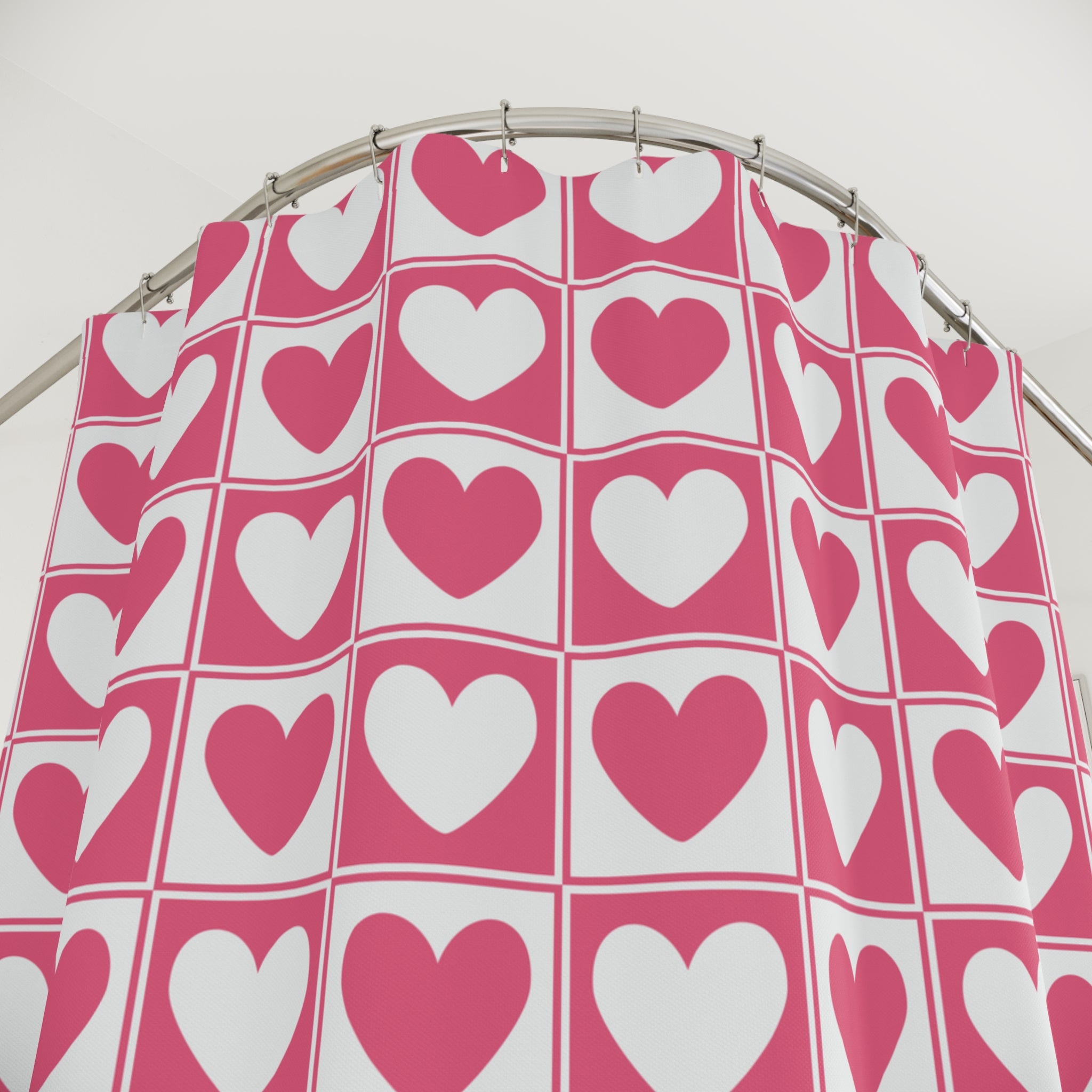 HEARTS PATTERN POLYESTER SHOWER CURTAIN - UGO ROMANO URSC024