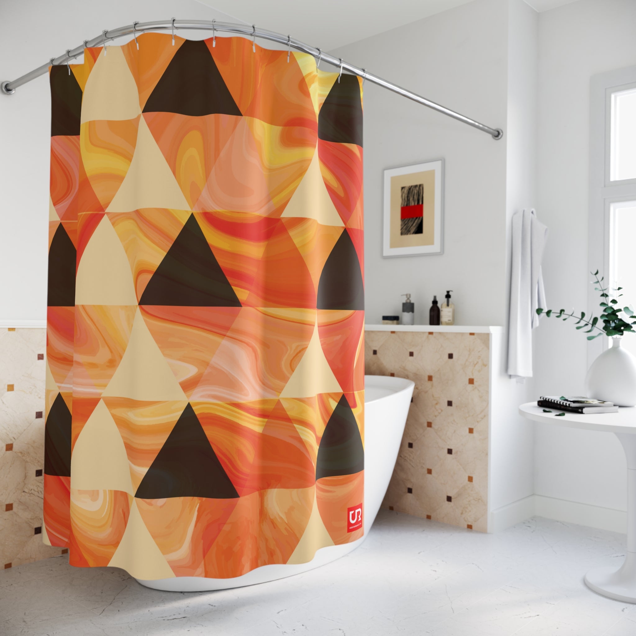 TRIANGLES SEAMLESS POLYESTER SHOWER CURTAIN - UGO ROMANO URSC028