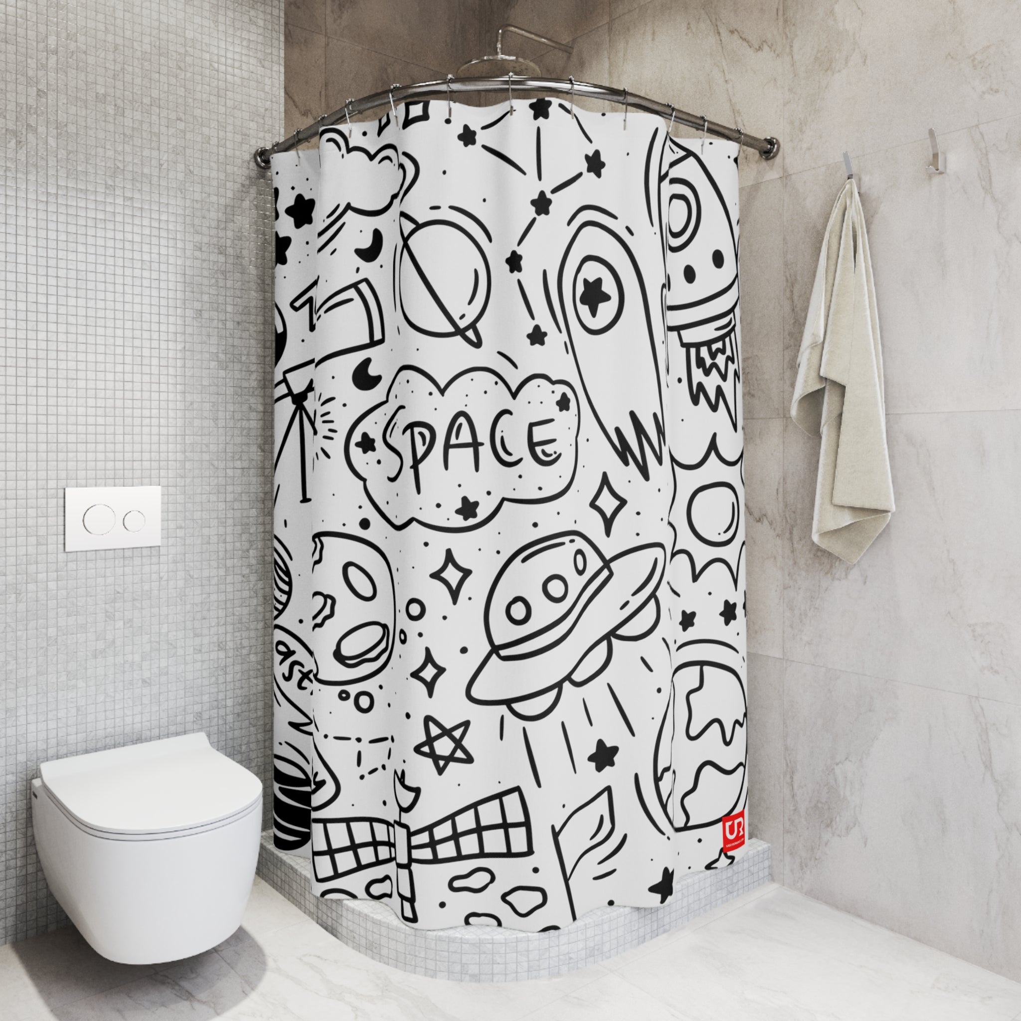 SPACE POLYESTER SHOWER CURTAIN - UGO ROMANO URSC042