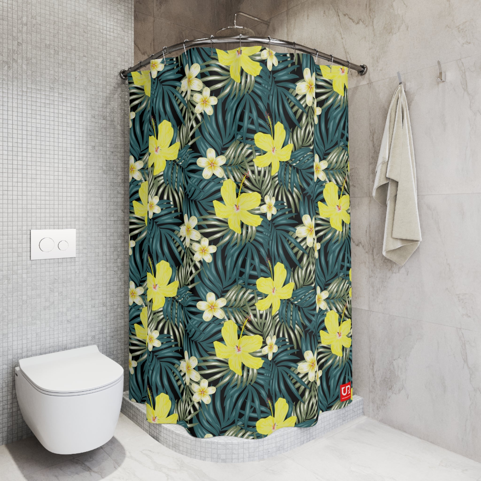 HAWAII FLPRAL PATTERN POLYESTER SHOWER CURTAIN - UGO ROMANO URSC046