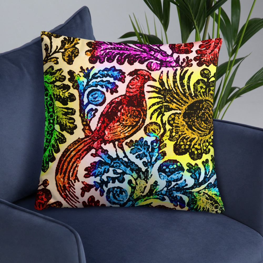 A Rooster & Colorful Leaves Pattern Throw Pillow - Feed Ur Closet PA036 - feedurcloset