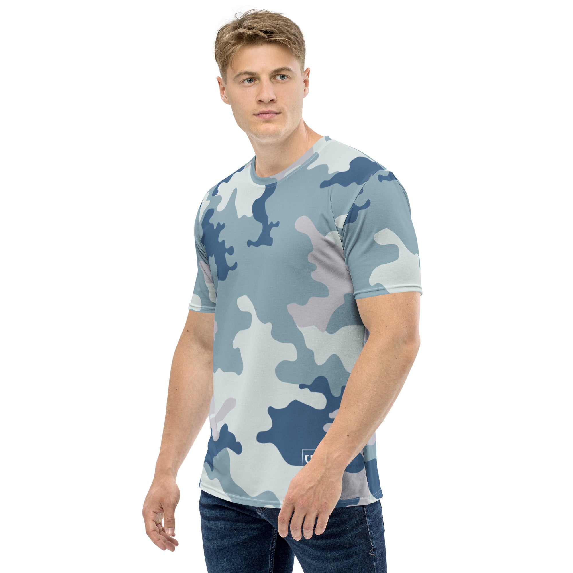 BLUE CAMOUFLAGE MEN'S SHORT SLEEVE T-SHIRT - feedurcloset