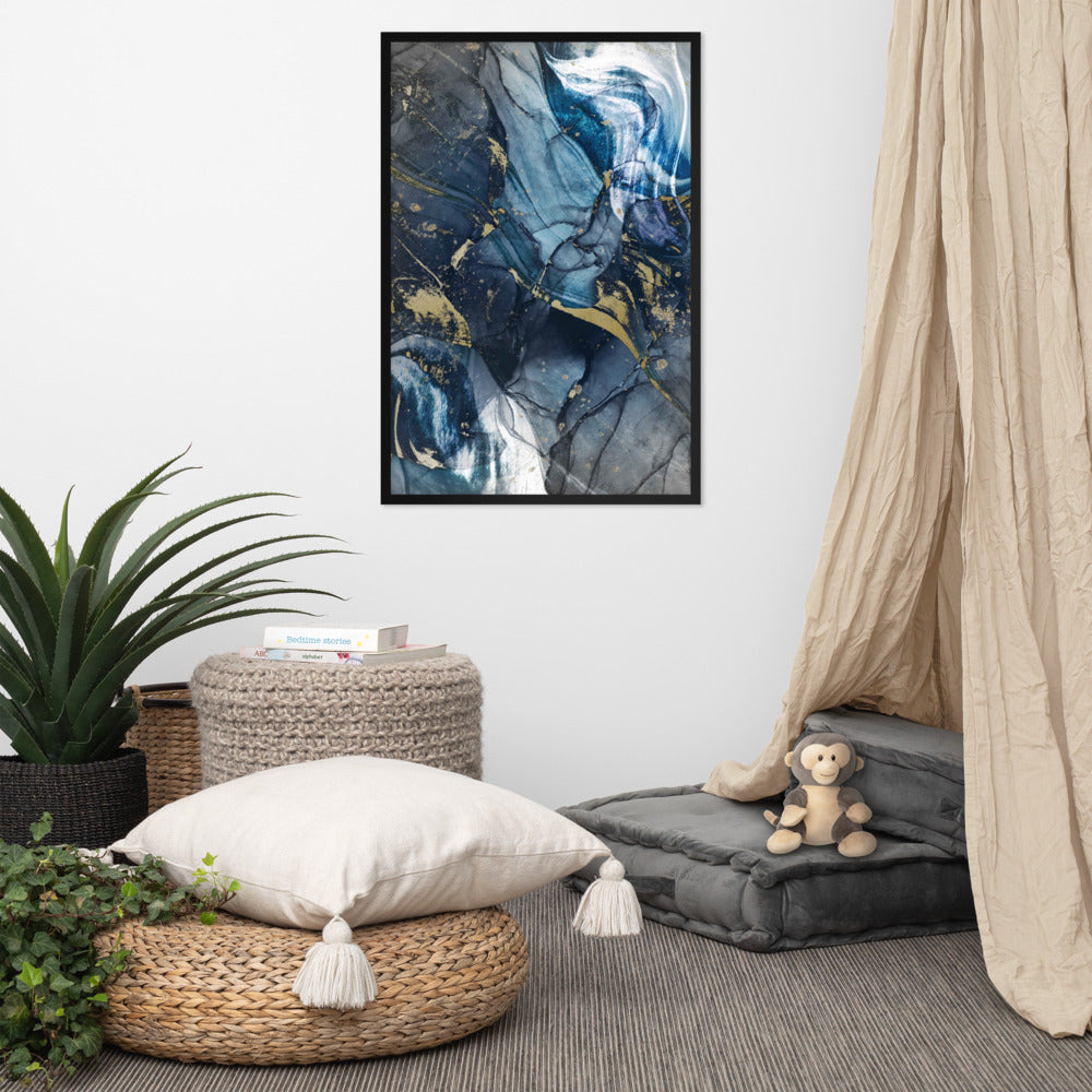 ABSTRACT BLUE FRAMED POSTER MATTE PAPER - FEED UR CLOSET FW012 - feedurcloset