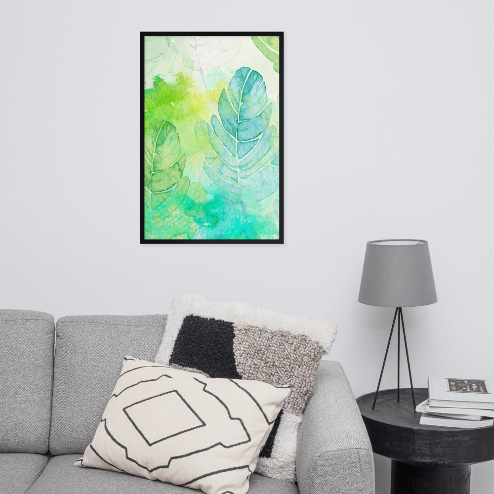 LEAVES WATERCOLOR PAINT FRAMED POSTER MATTE PAPER - FEED UR CLOSET FW013 - feedurcloset