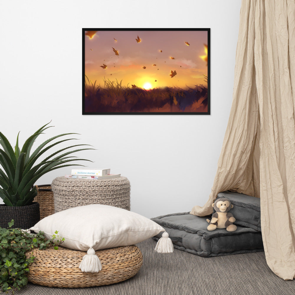 SUNSET IN FALL MATTE PAPER FRAMED POSTER WITH MAT - FEED UR CLOSET FW018 - feedurcloset