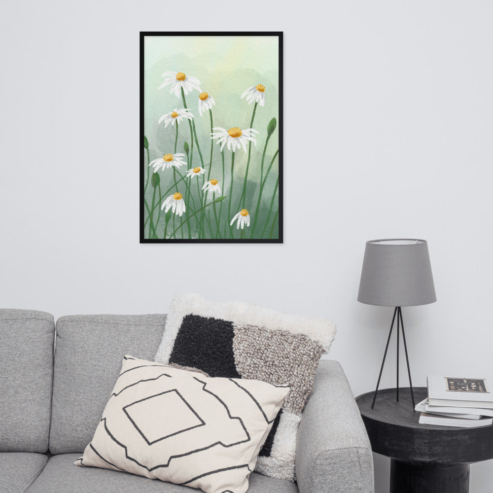 WATERCOLOR WHITE FLOWERS FRAMED POSTER MATTE PAPER - FEED UR CLOSET FW019 - feedurcloset