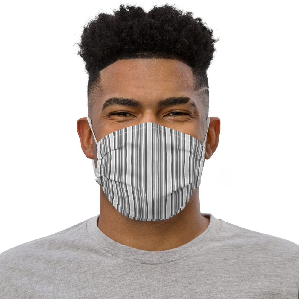 Striped Black, White, & Grey Face Mask - feedurcloset