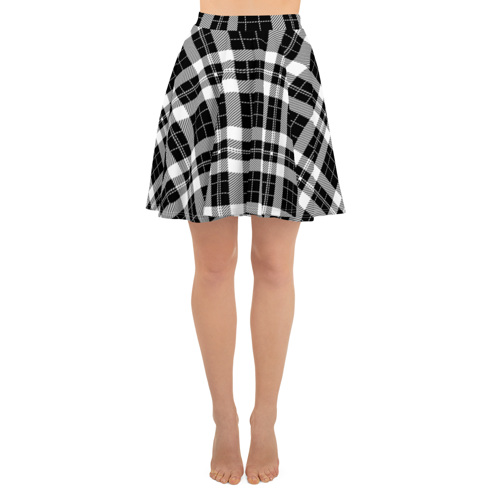 Black and White Scottish Tartan Skater Skirt - feedurcloset