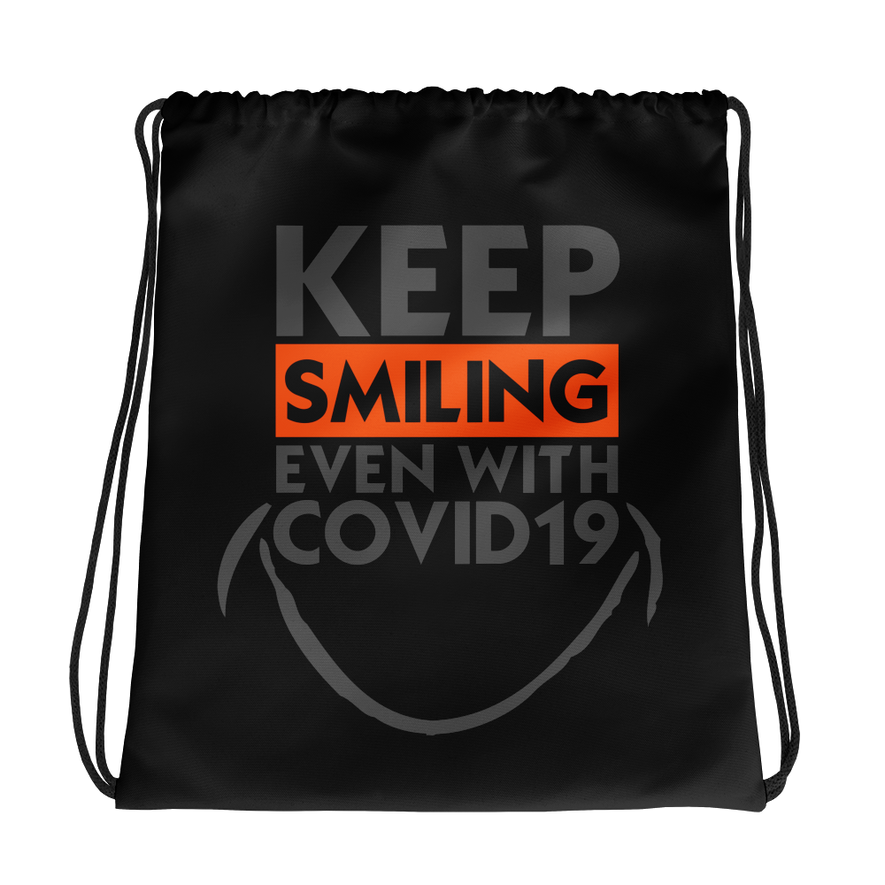 Keep Smiling Even With Covid 19 Drawstring bag - feedurcloset