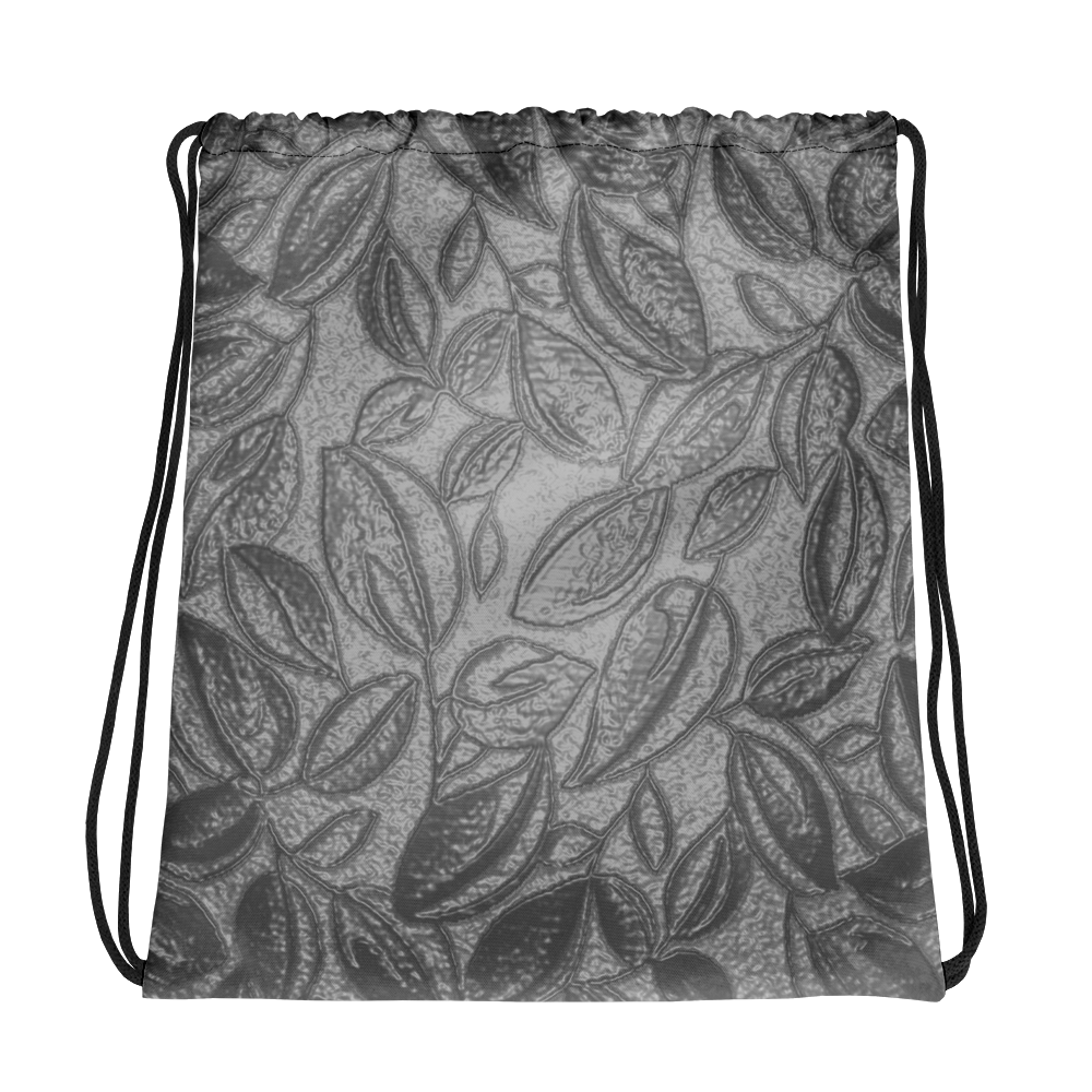 Grey Floral Pattern Drawstring bag - feedurcloset