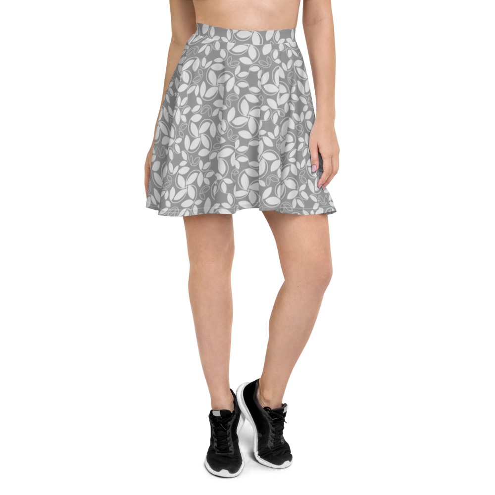 Grey Pattern Skater Skirt - feedurcloset