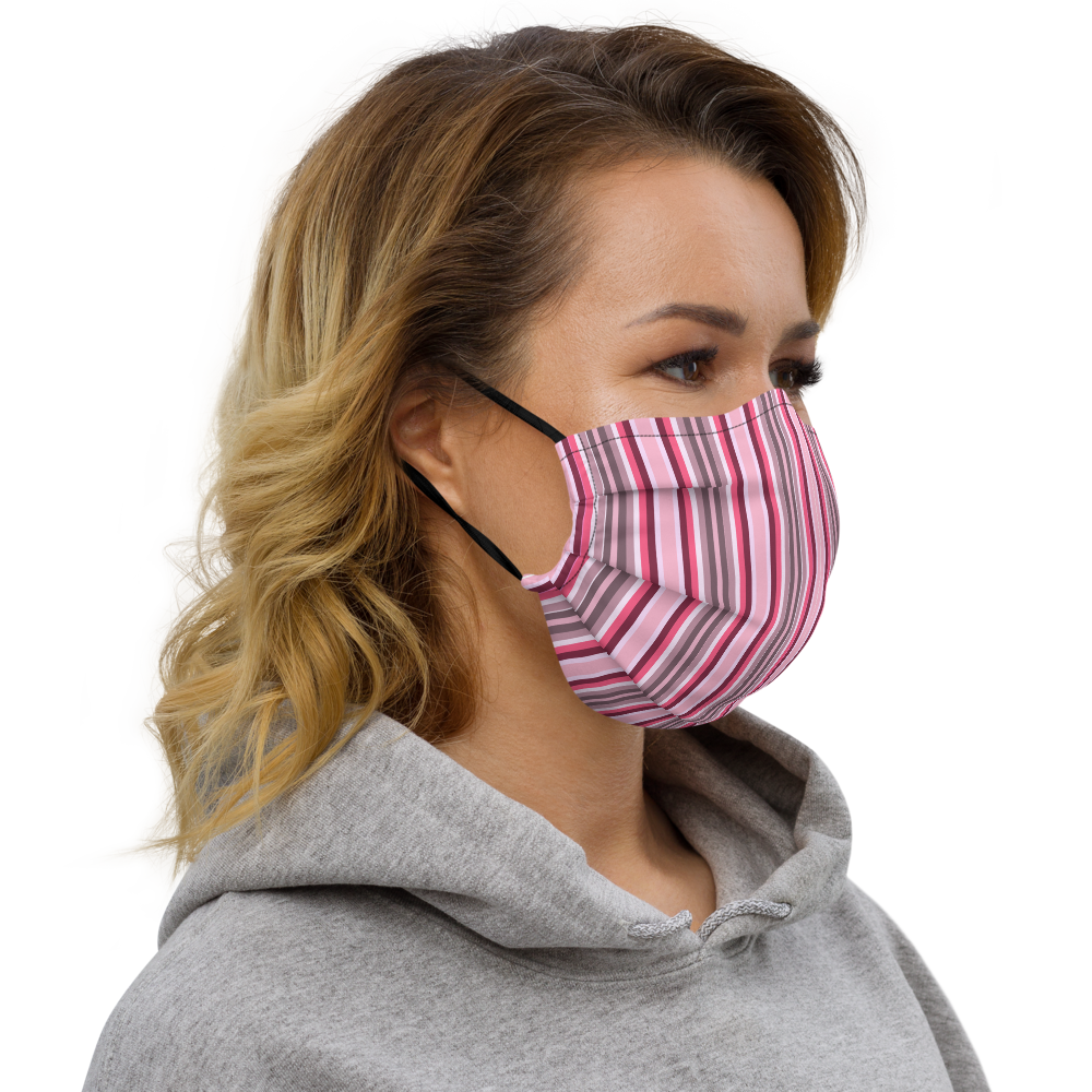 Striped Black, Pink, & Grey Face Mask - feedurcloset