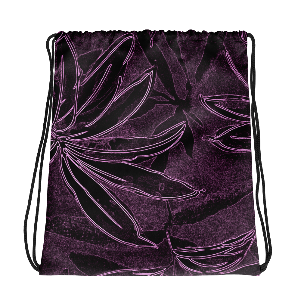 Purple Floral Pattern Drawstring bag - feedurcloset