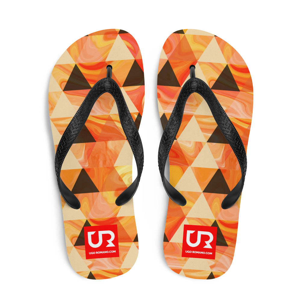 GEOMETRICAL ORANGE TRIANGLES PATTERN FLIP-FLOPS - URFF015