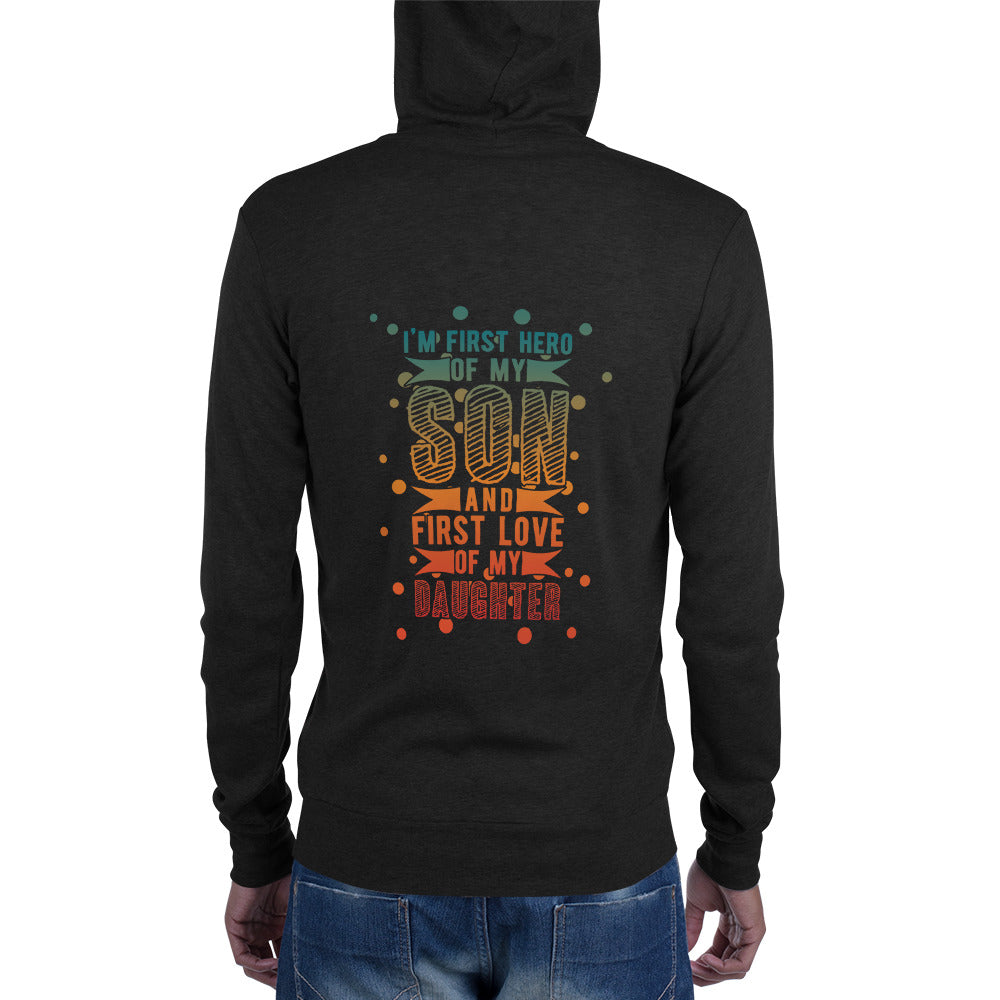 I'M FIRST HERO OF MY SON AND FIRST LOVE OF MY DAUGHTER MEN'S  ZIPPED HOODIE - FEED UR CLOSET HE037 - feedurcloset
