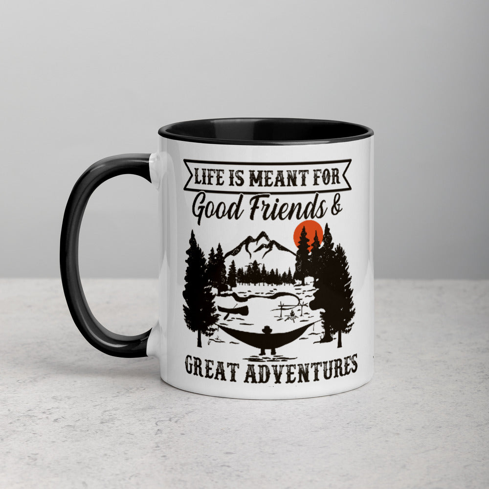 LIFE IS MEANT FOR GOOD FRIENDS & GREAT ADVENTURES MUG WITH COLOR INSIDE - FEED UR CLOSET CM026 - feedurcloset