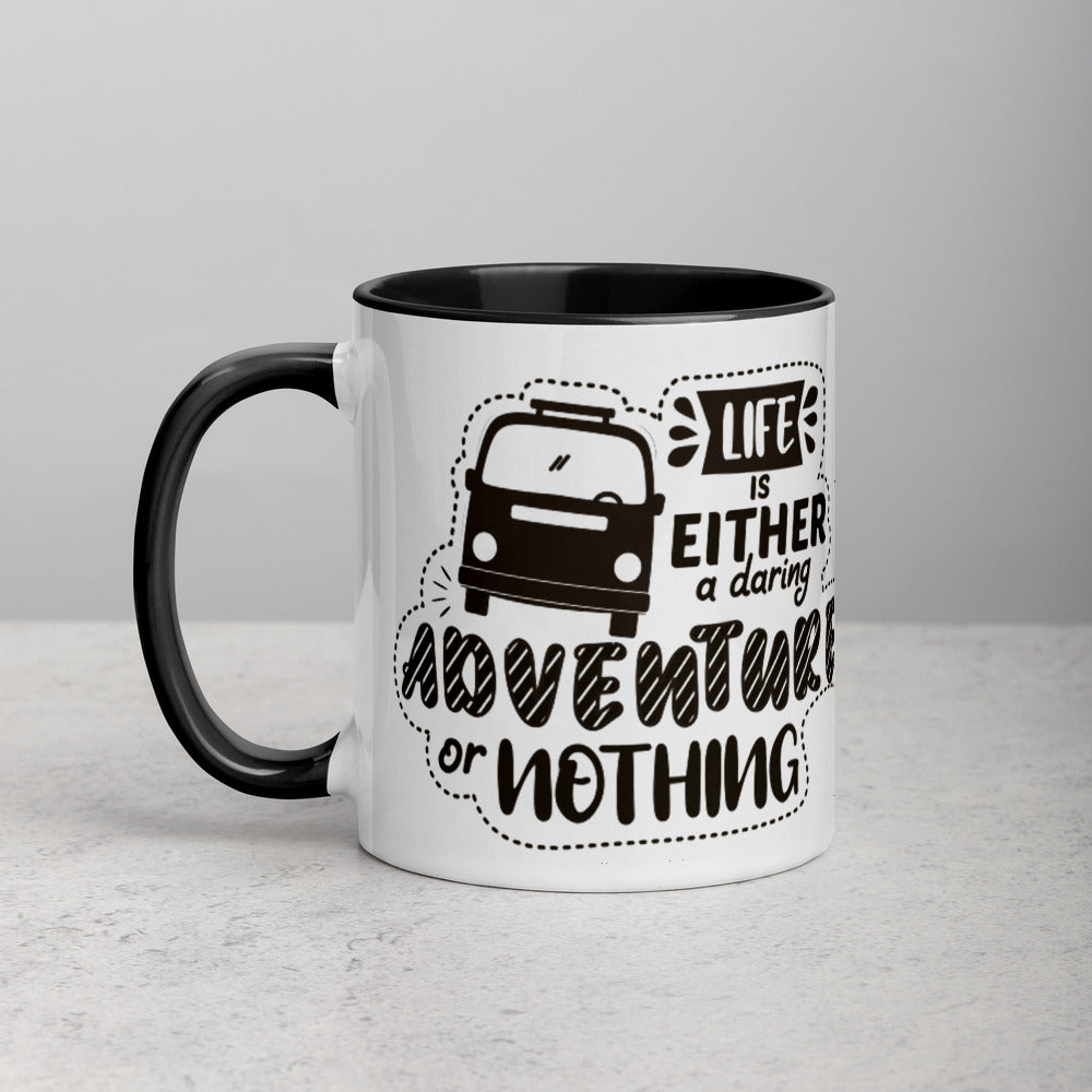 LIFE IS EITHER A DARING ADVENTURE OR NOTHING MUG WITH COLOR INSIDE - FEED UR CLOSET CM032 - feedurcloset