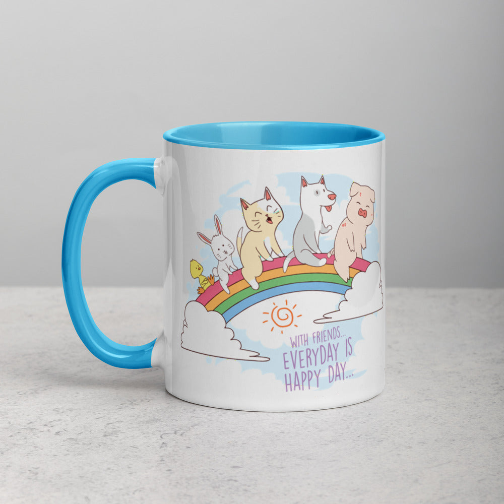 WITH FRIENDS EVERYDAY IS HAPPY DAY MUG WITH COLOR INSIDE - FEED UR CLOSET CM040 - feedurcloset