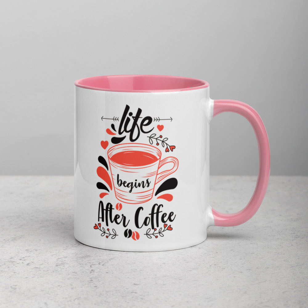 LIFE BEGINS WITH COFFEE MUG WITH COLOR INSIDE - FEED UR CLOSET CM035 - feedurcloset